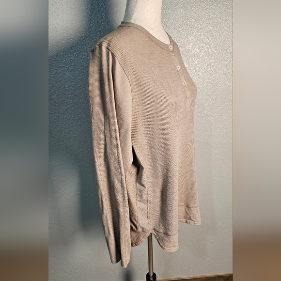 44 Degree North Cotton Blend Long Sleeve Henly with Waffle Knit Size XL Tan - Picture 7 of 14